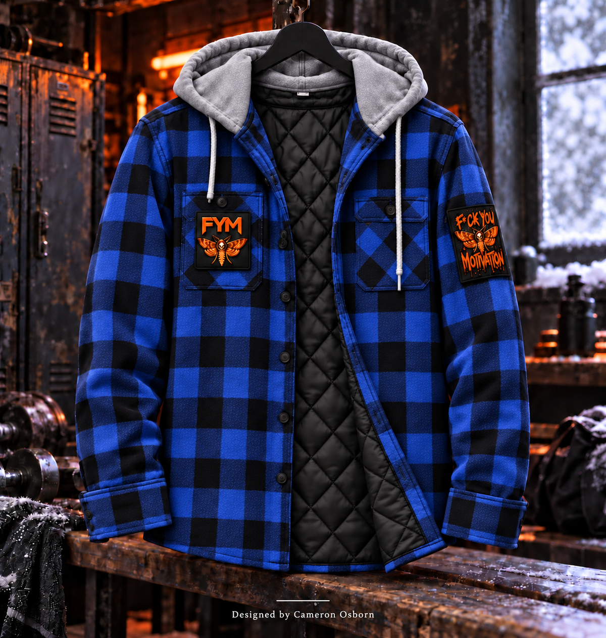 RISE MEN’S LUMBERJACK TRAINING SHIRT — BLUE / ORANGE