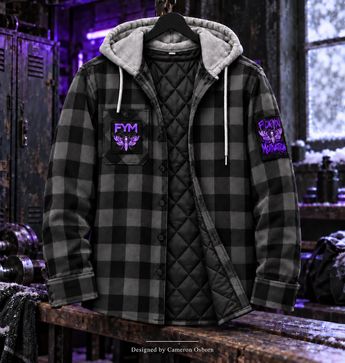 RISE MEN’S LUMBERJACK TRAINING SHIRT — GREY / PURPLE