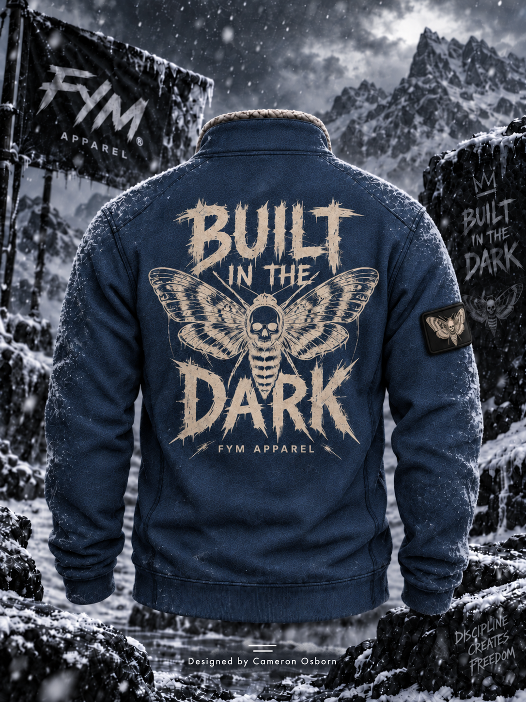 RISE MEN’S QUARTER PULLOVER SWEATER — NAVY / CREAM