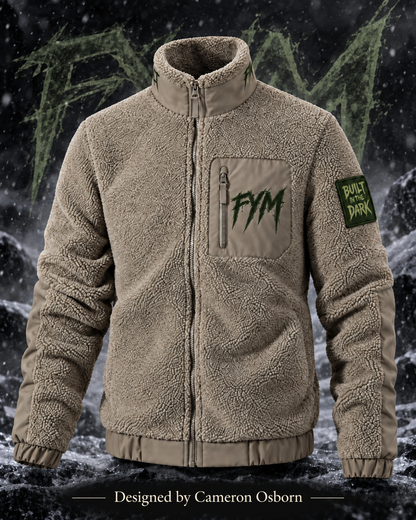 RISE MEN’S SHERPA JACKET — BEIGE — front — Designed by Cameron Osborn