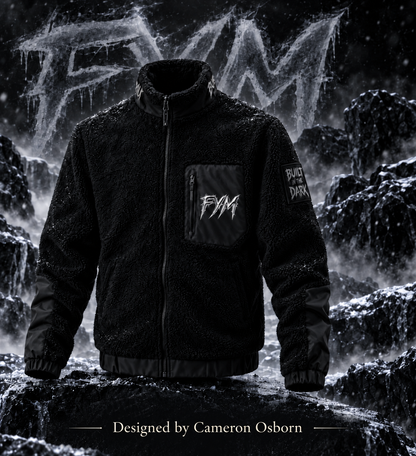 RISE MEN’S SHERPA JACKET — BLACK — front — Designed by Cameron Osborn